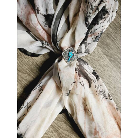 Lighting bolt scarf slide, western concho slide, wild rag slides,  bandana slide - Picture 3 of 4